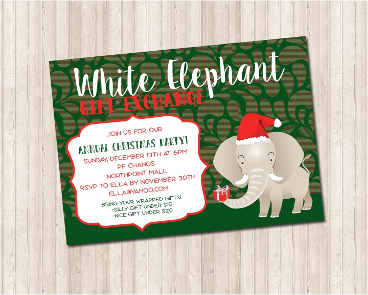 White Elephant Gift Exchange Party Invitations White Elephant Gift Exchange Invitation Pure Design Graphics