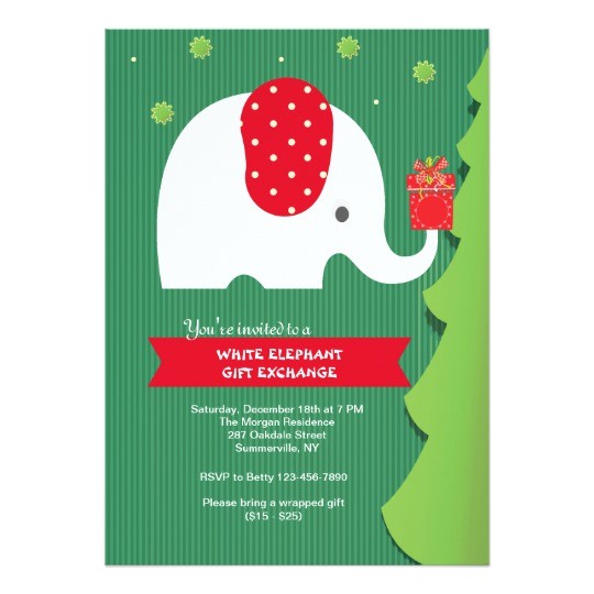 White Elephant Gift Exchange Party Invitations White Elephant Gift Exchange Party Invitation Zazzle Com
