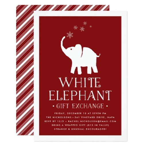 White Elephant Gift Exchange Party Invitations White Elephant Gift Exchange Party Invitation Zazzle