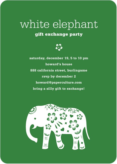 White Elephant Gift Exchange Party Invitations White Elephant Holiday Party Invitation Aka Secret Santa