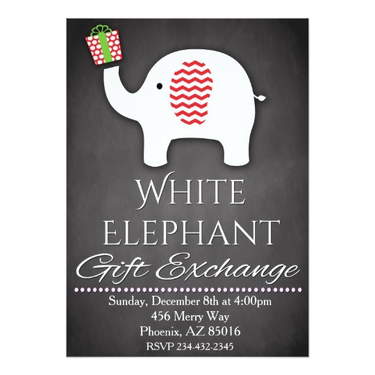 White Elephant Gift Exchange Party Invitations White Elephant Invitation Gift Exchange Invite Zazzle Com