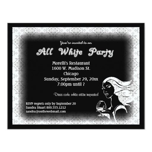White Party theme Invitations All White attire theme Party Invitation Zazzle