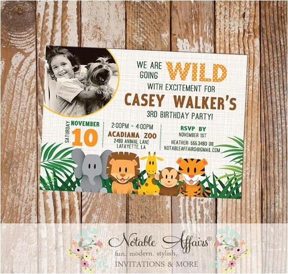 Wild Animal Birthday Party Invitations Wild with Excitement Jungle theme Zoo Animal Birthday Wild Animal Birthday Party Invitations Wild with Excitement Jungle theme Zoo Animal Birthday