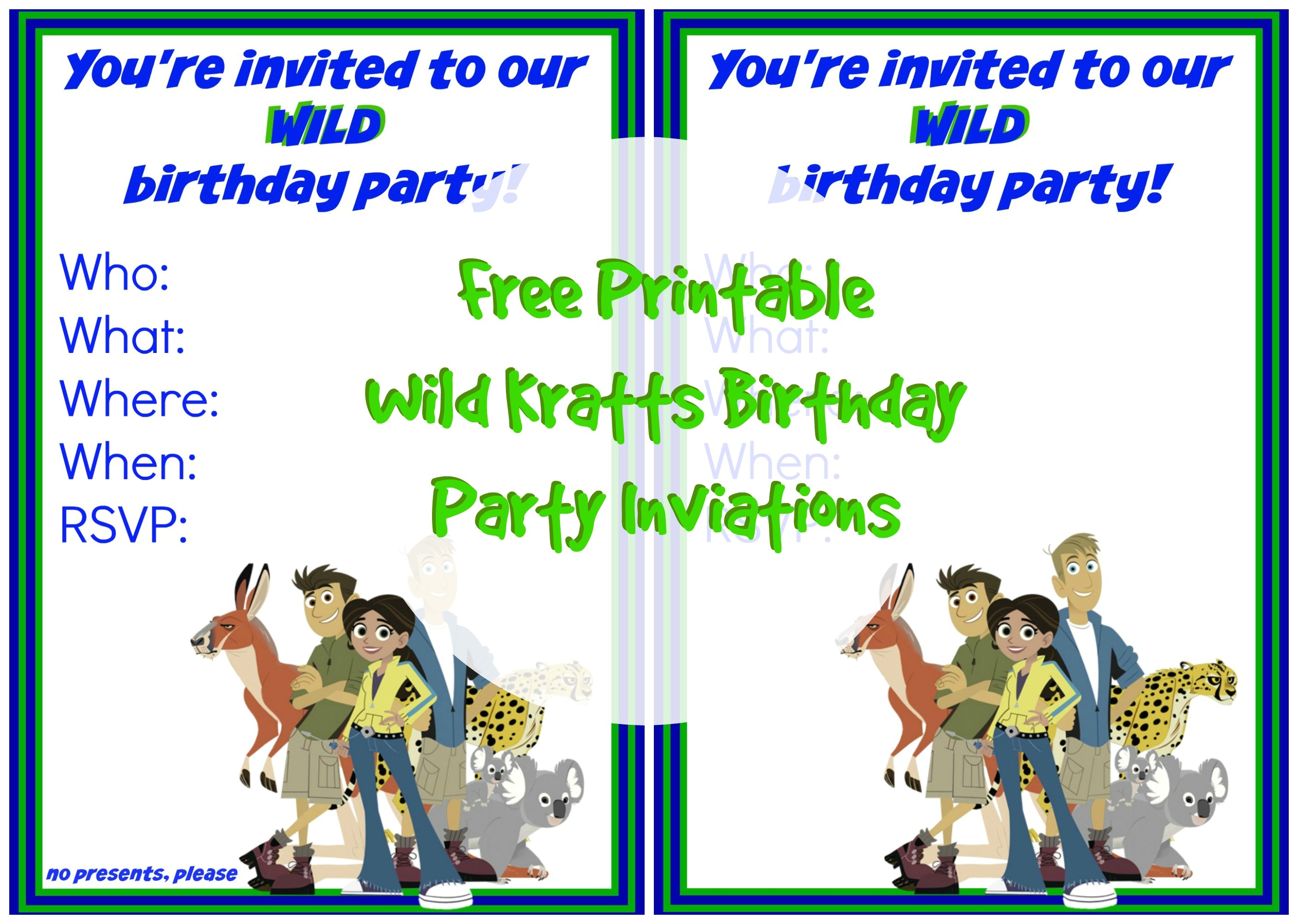 Wild Kratts Party Invitations Wild Kratts Birthday Party Invitation 1
