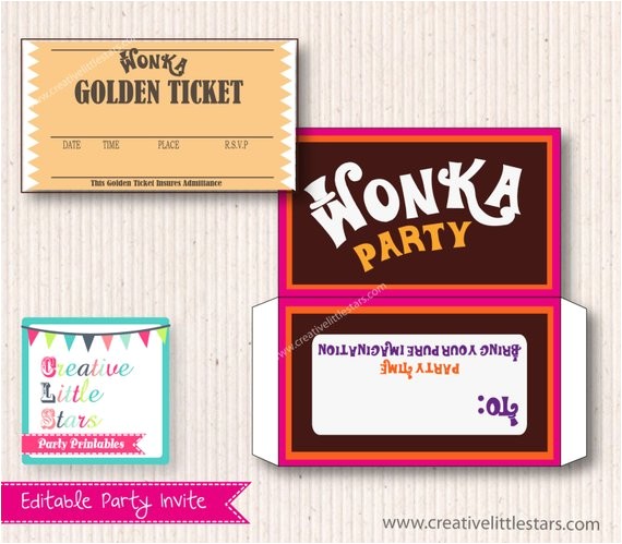 Willy Wonka Party Invitations Printable Free Willy Wonka Birthday Invite Diy Printable Instant Download