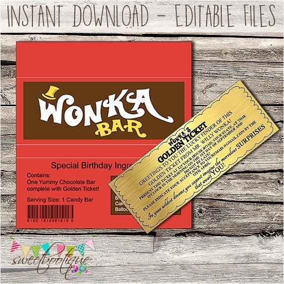 Willy Wonka Party Invitations Printable Free Willy Wonka Golden Ticket Invitation Chocolate Wrapper