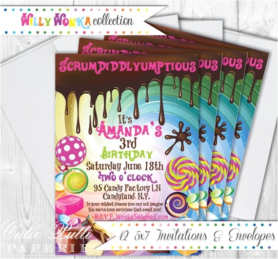 Willy Wonka Party Invitations Printable Free Willy Wonka Party Invitations 5×7 Custom Invitations by