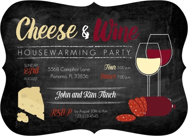 Wine and Cheese Party Invitation Template Free Cheese and Wine Housewarming Party Invitation