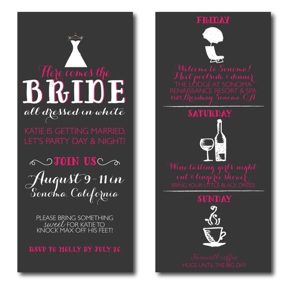 Wine Tasting Bachelorette Party Invitation Wording Bachelorette Invitations with Itinerary Wine Tasting