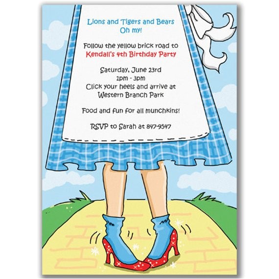 Wizard Of Oz Birthday Party Invitations Items Similar to Ruby Slippers Invitations for Wizard Of