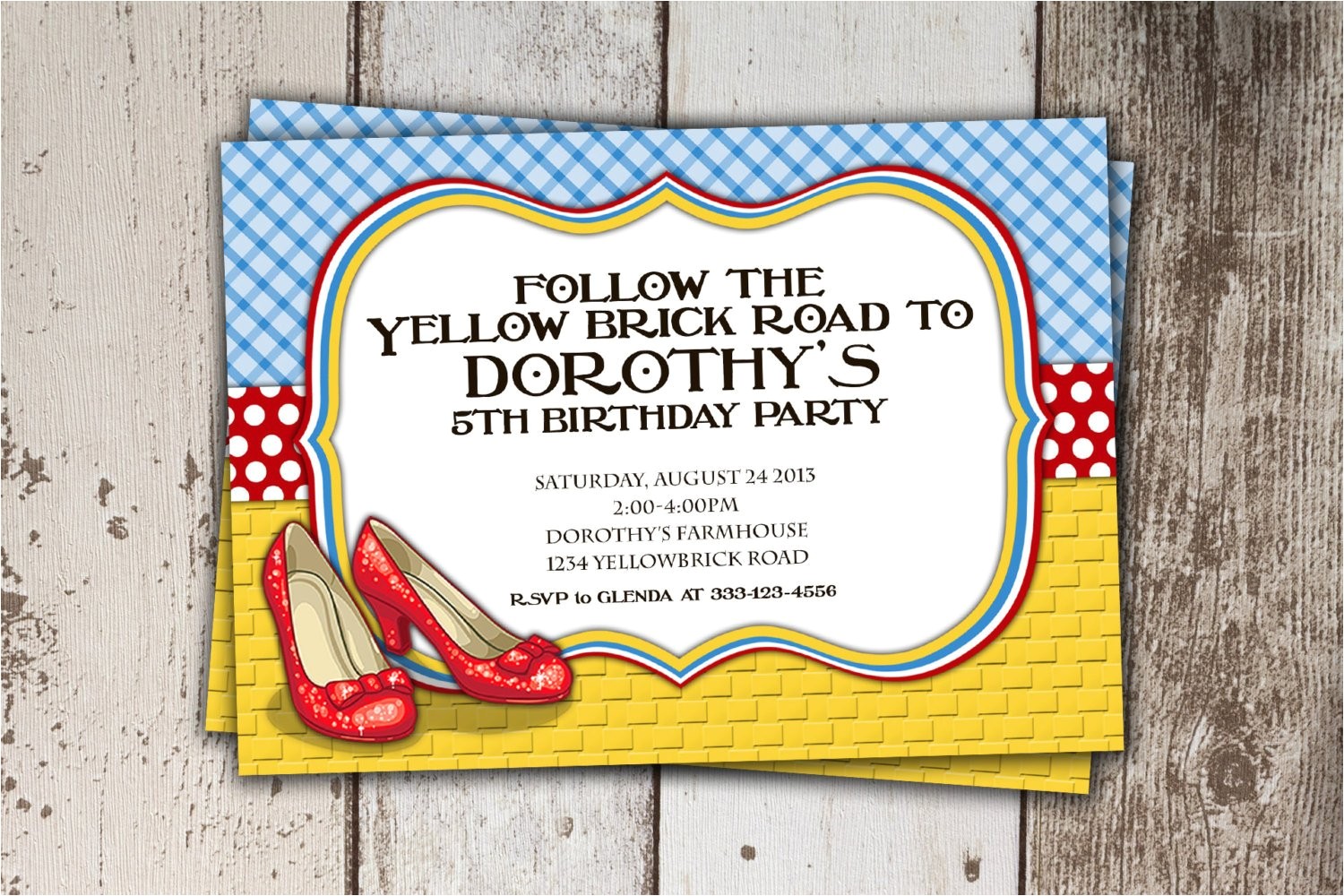 Wizard Of Oz Birthday Party Invitations Wizard Of Oz Birthday Invitation Follow the Yellow Brick
