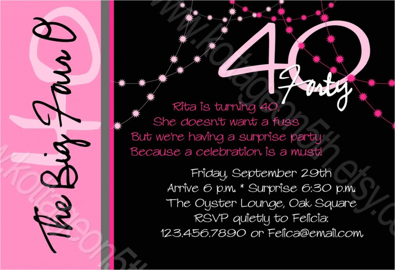 Wording for 40th Birthday Party Invitation Create Surprise 40th Birthday Invitation Wording Samples