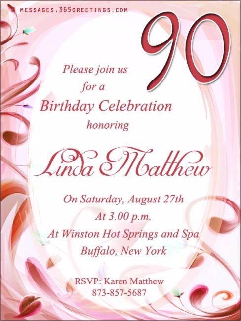 Wording for 90th Birthday Party Invitations 90th Birthday Invitation Wording 365greetings Com