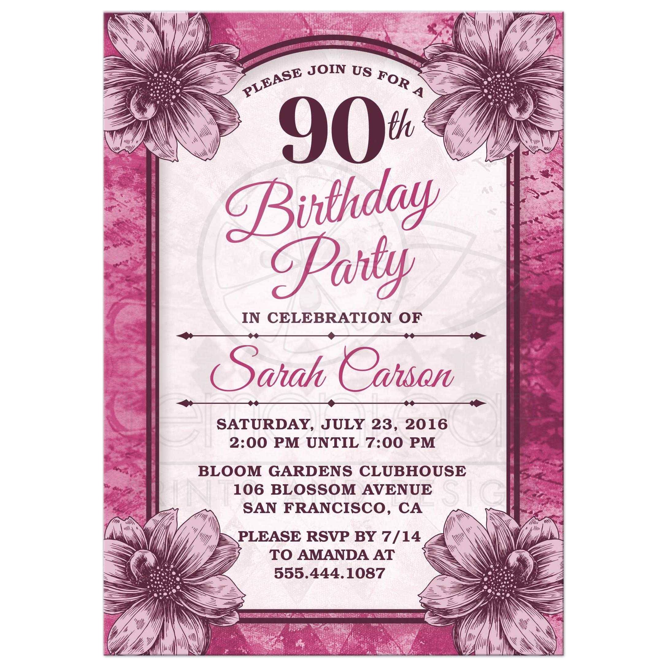 Wording for 90th Birthday Party Invitations 90th Birthday Party Invitations Party Invitations Templates