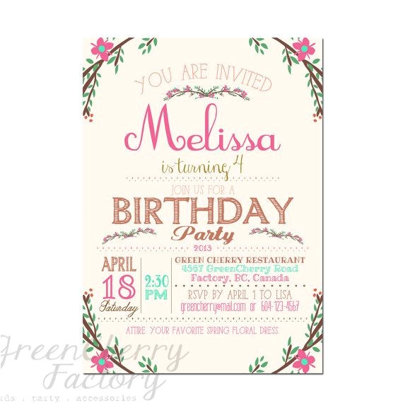 Writing Party Invitations Hand Writing Birthday Invitation Shabby Chic Baby Girl