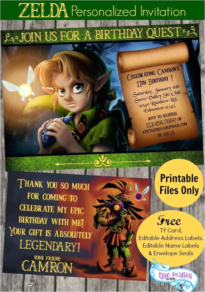 Zelda Party Invitations Legend Of Zelda Birthday Party Ideas Photo 1 Of 6