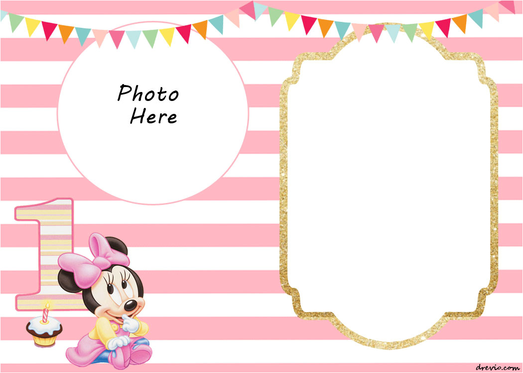 1st Birthday Invitation Template Blank Free Printable Minnie Mouse 1st Invitation Templates