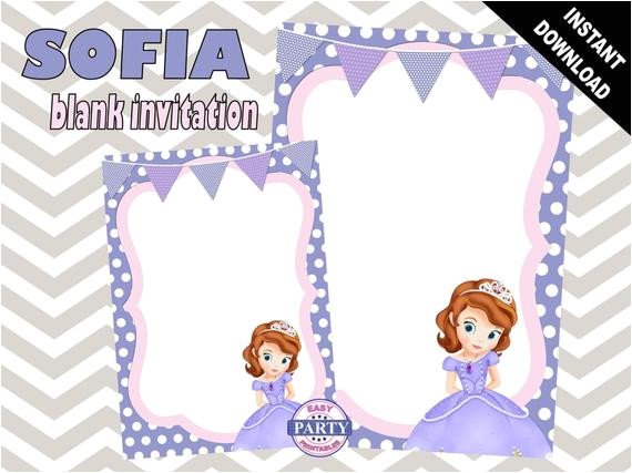 1st Birthday Invitation Template Blank sofia the First Blank Birthday Invitation Template Purple