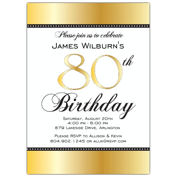 80 Years Birthday Invitation Template 80 Years Old Birthday Invitations Free Invitation