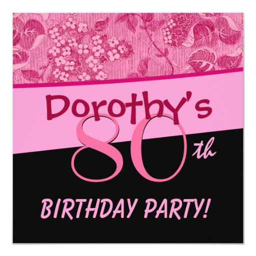 80th Birthday Invitation Template Uk 80th Birthday Pink Vintage Flowers Template Invitation