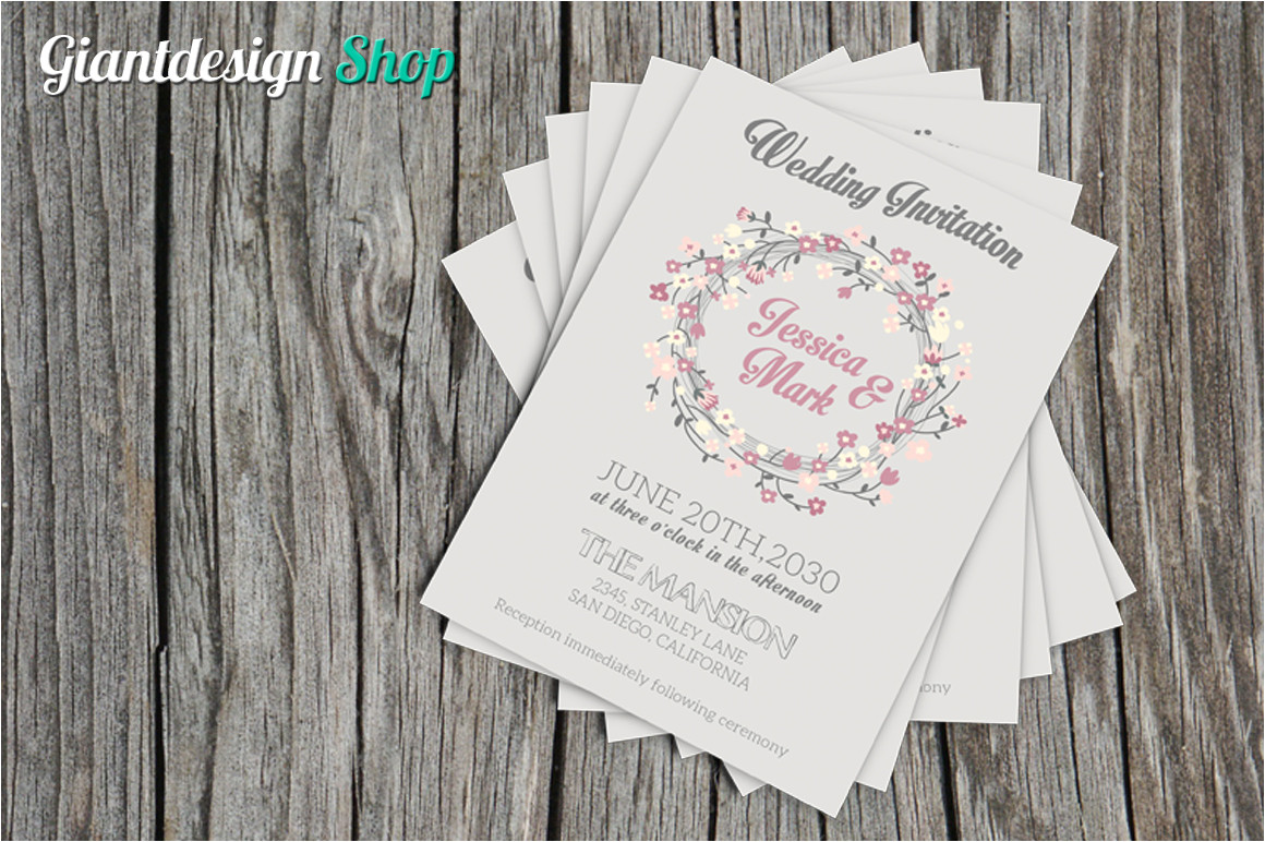 A5 Wedding Invitation Template A5 Vintage Wedding Invitation Vol2 Invitation Templates