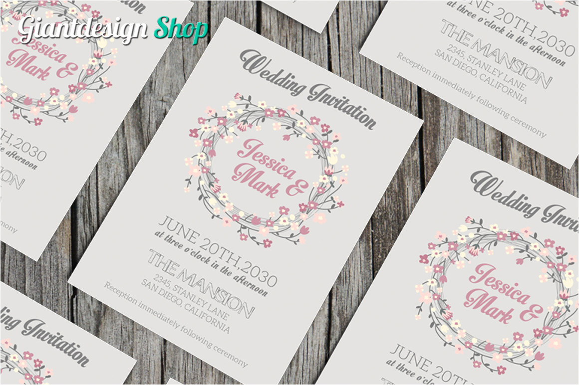 A5 Wedding Invitation Template A5 Vintage Wedding Invitation Vol2 Invitation Templates