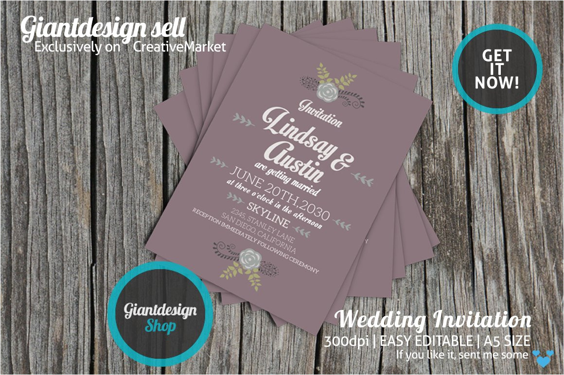A5 Wedding Invitation Template A5 Vintage Wedding Invitation Wedding Templates