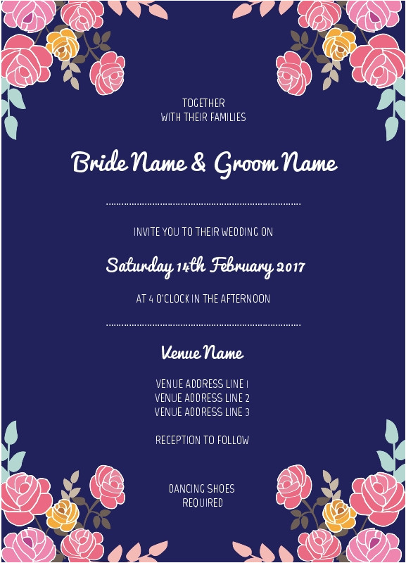A6 Wedding Invitation Template A6 Wedding Invitations