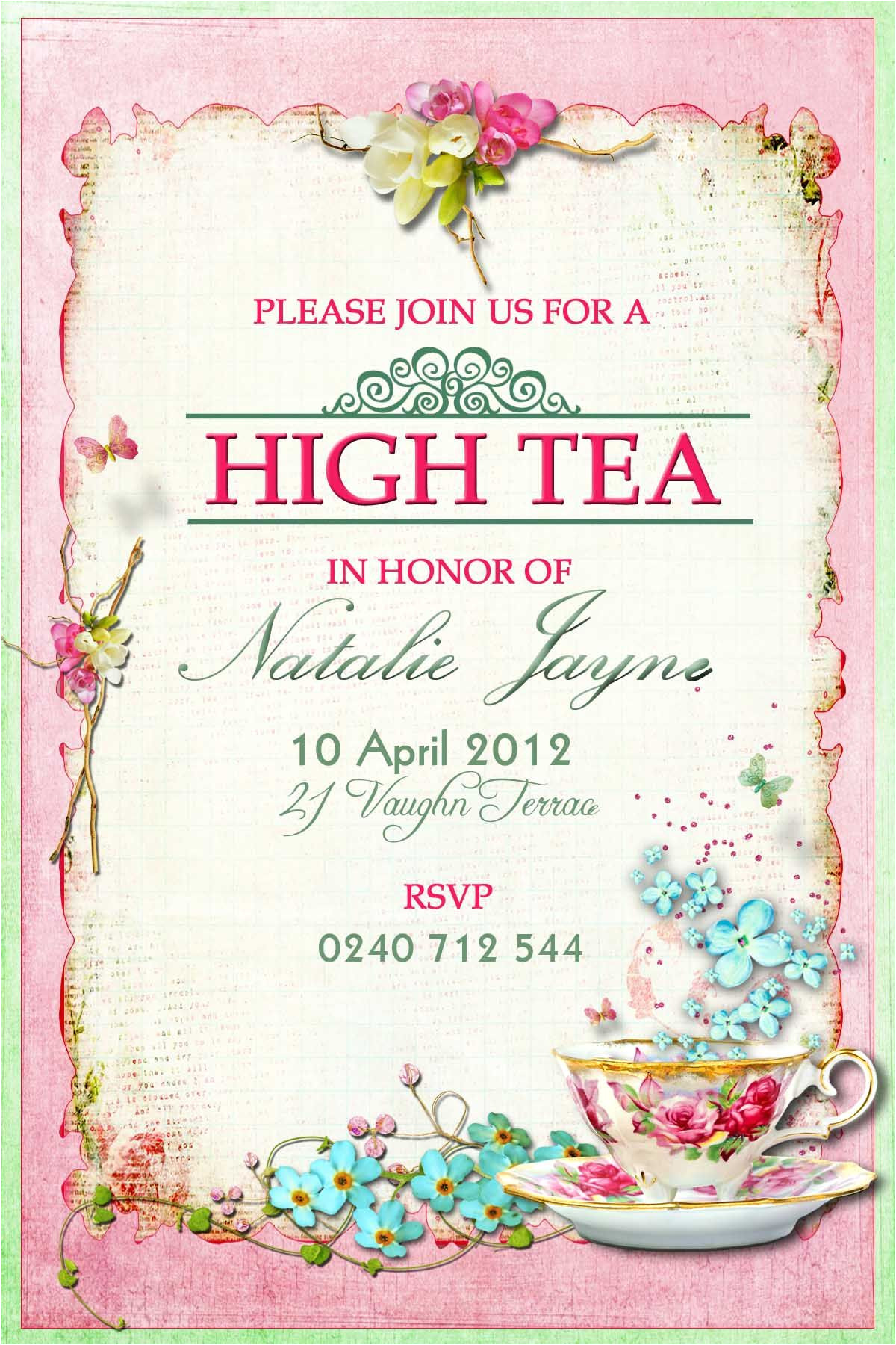 Afternoon Tea Party Invitation Template High Tea Invitation Idea Vegan Tea Time In 2019 High