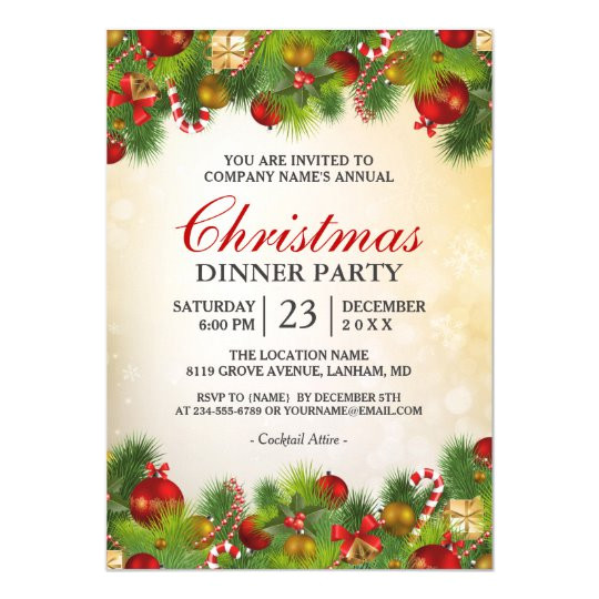 Annual Holiday Party Invitation Template Xmas Gold Red Decoration Annual Christmas Party Invitation