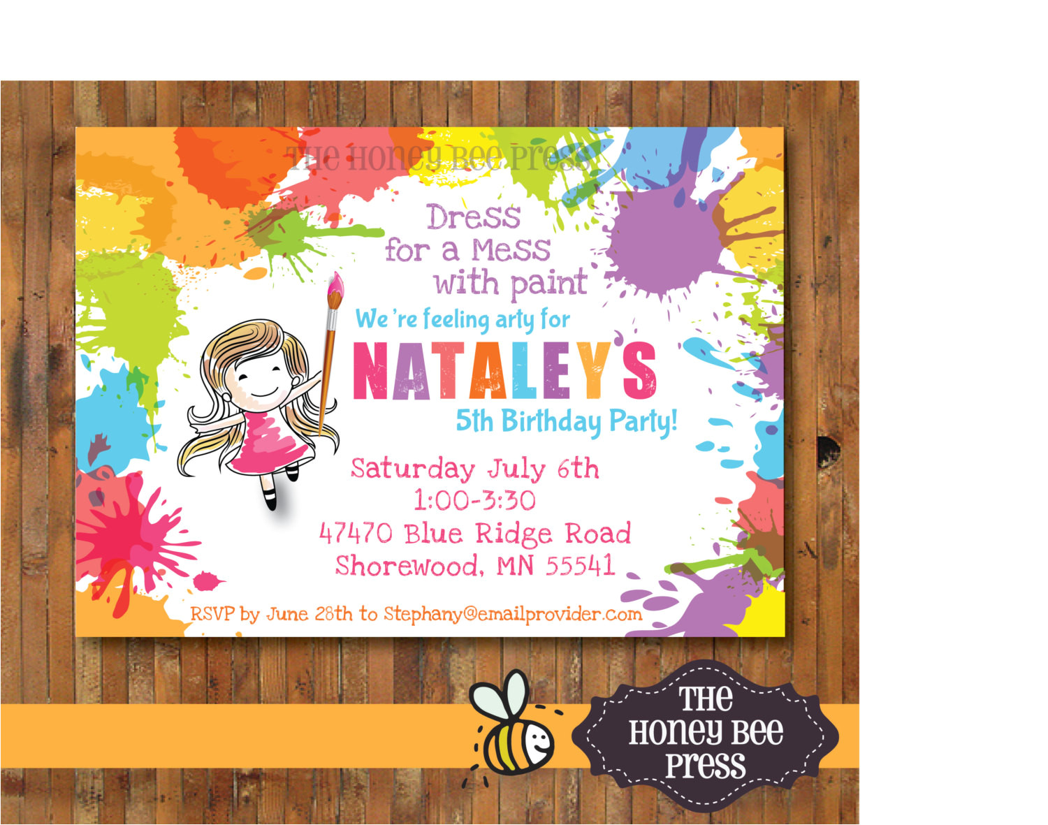 Art Party Invitation Template Art Party Invitation Dress for A Mess Splatter Paint
