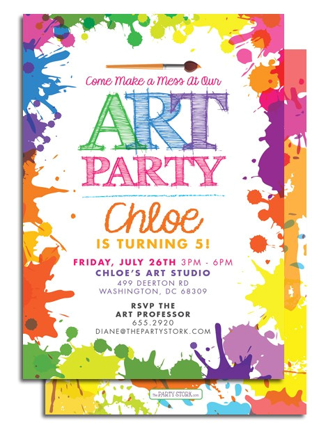 Art Party Invitation Template Art themed Birthday Party Invitations Free Invitation