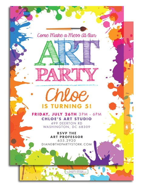 Art Party Invitation Template Art themed Birthday Party Invitations Free Invitation