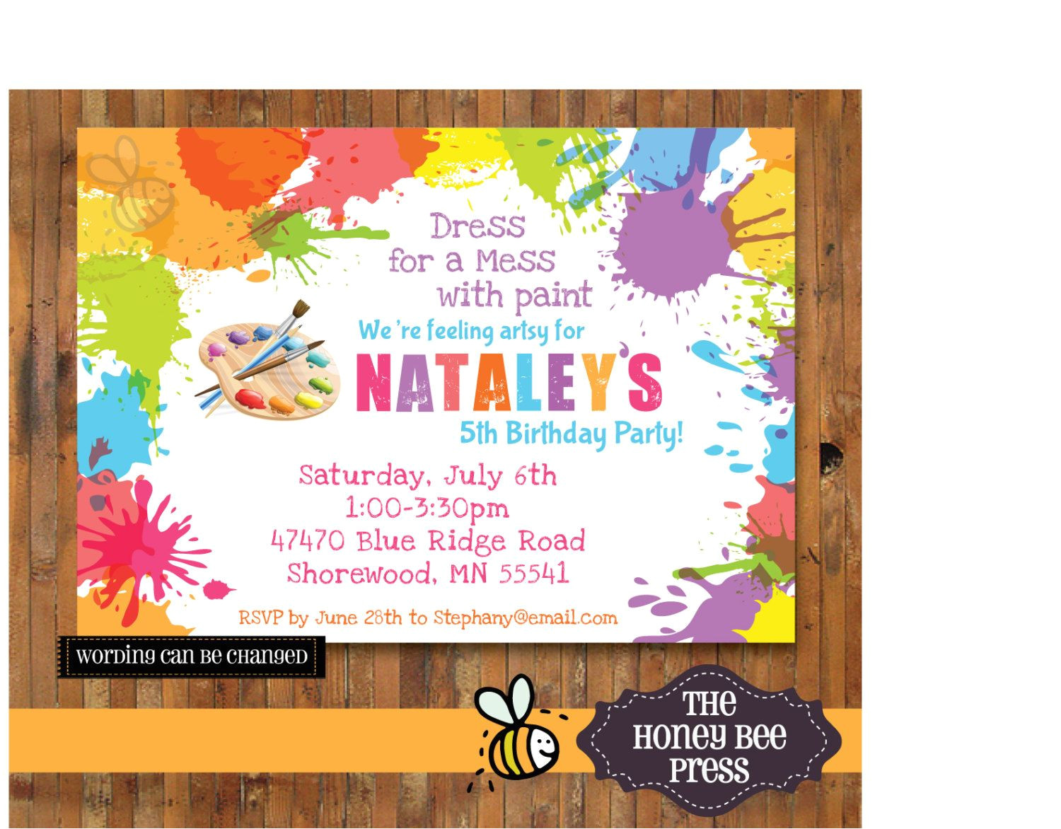 Art Party Invitation Template Download Art Birthday Party Invitations for Your Kids