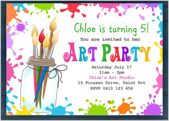 Art Party Invitation Template Kids Invitation Templates 27 Free Psd Vector Eps Ai