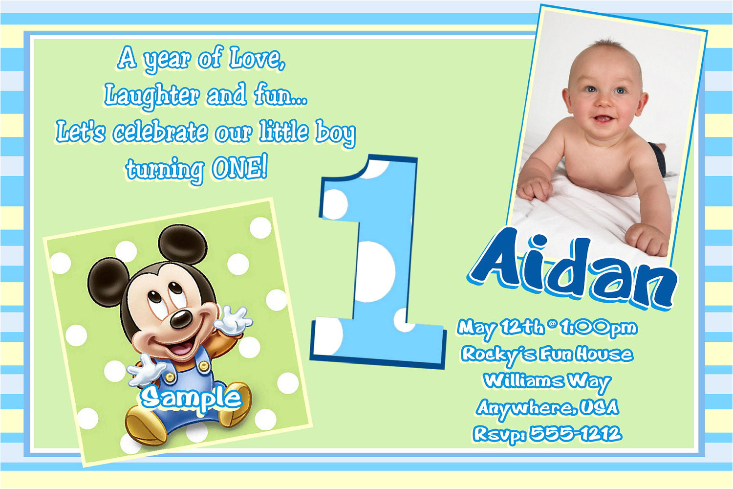 Baby Birthday Invitation Template Free Printable Mickey Mouse 1st Birthday Invitations