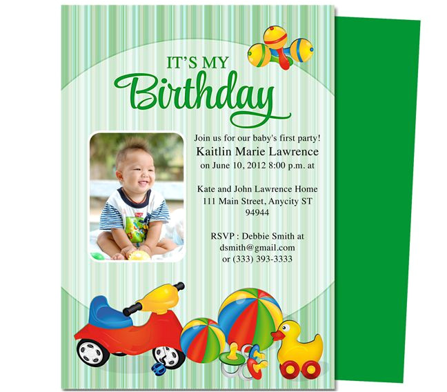 Baby Birthday Invitation Template toys Baby 1st Birthday Printable Invitation Template