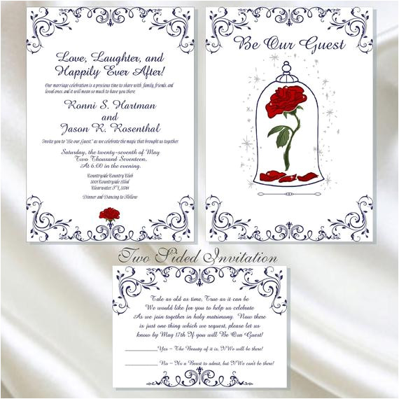 Beauty and the Beast Wedding Invitation Template Printable Enchanted Rose Beauty and the Beast Wedding Etsy