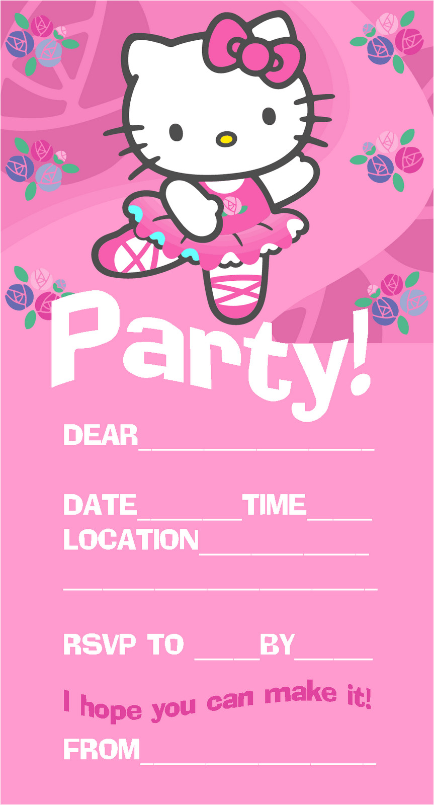 Birthday Invitation Card Template Hello Kitty Hello Kitty Birthday Invitation Card Template