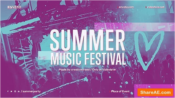 Birthday Invitation Template after Effects Videohive Summer Music Festival Dance event Promo Edm