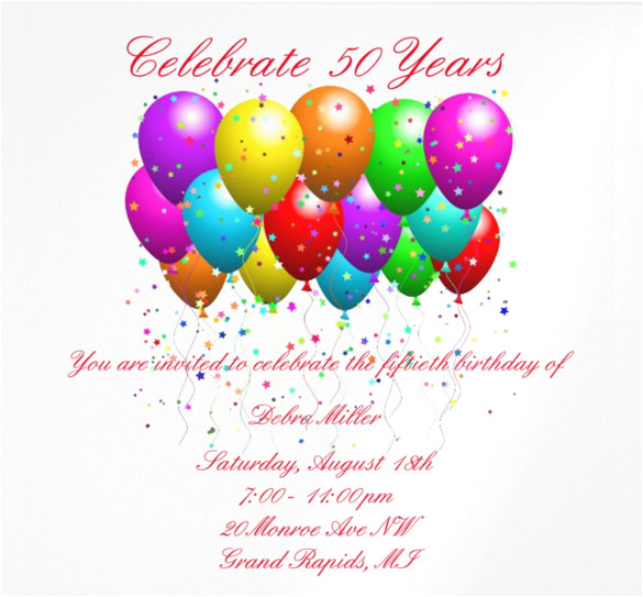 Birthday Invitation Template Balloons 14 50th Birthday Invitations Free Psd Ai Vector Eps