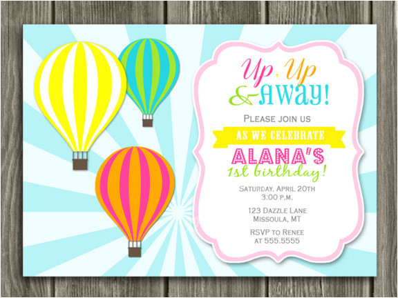 Birthday Invitation Template Balloons Printable Girl Hot Air Balloon Birthday Invitation Kids