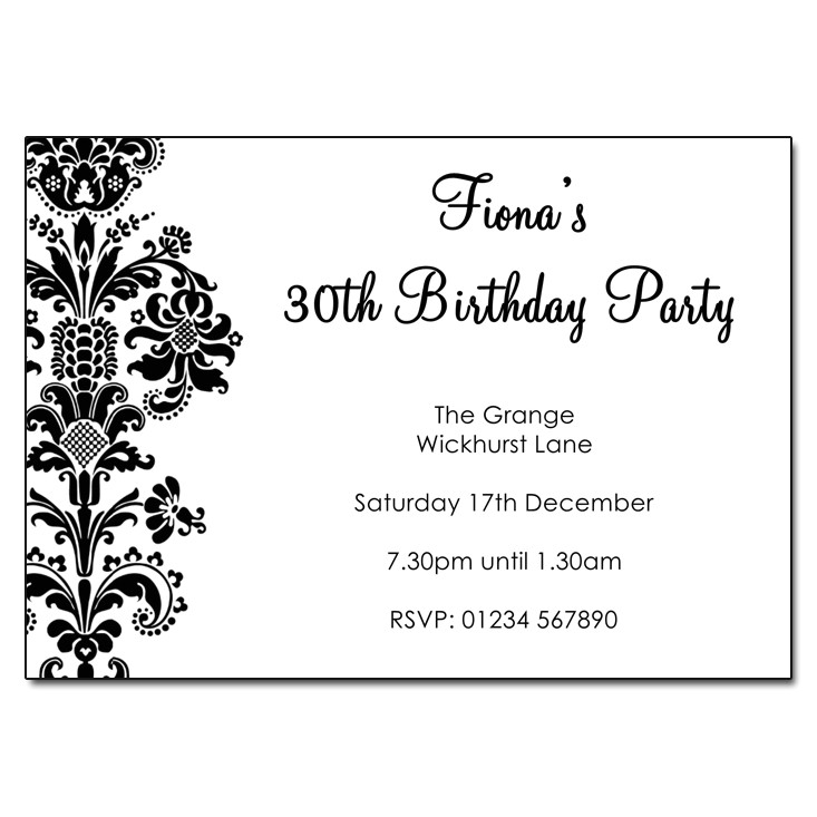 Birthday Invitation Template Black and White Vintage Black White Party Invitations the Invitation