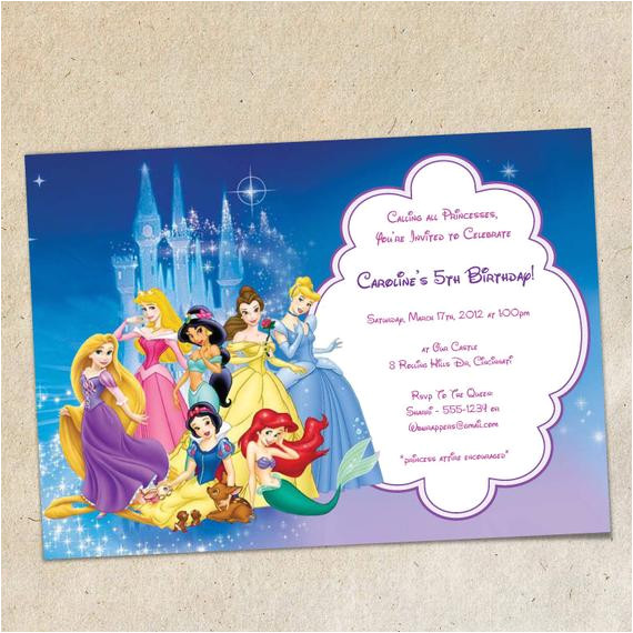 Birthday Invitation Template Disney Disney Princesses Party Invitation Template Instant