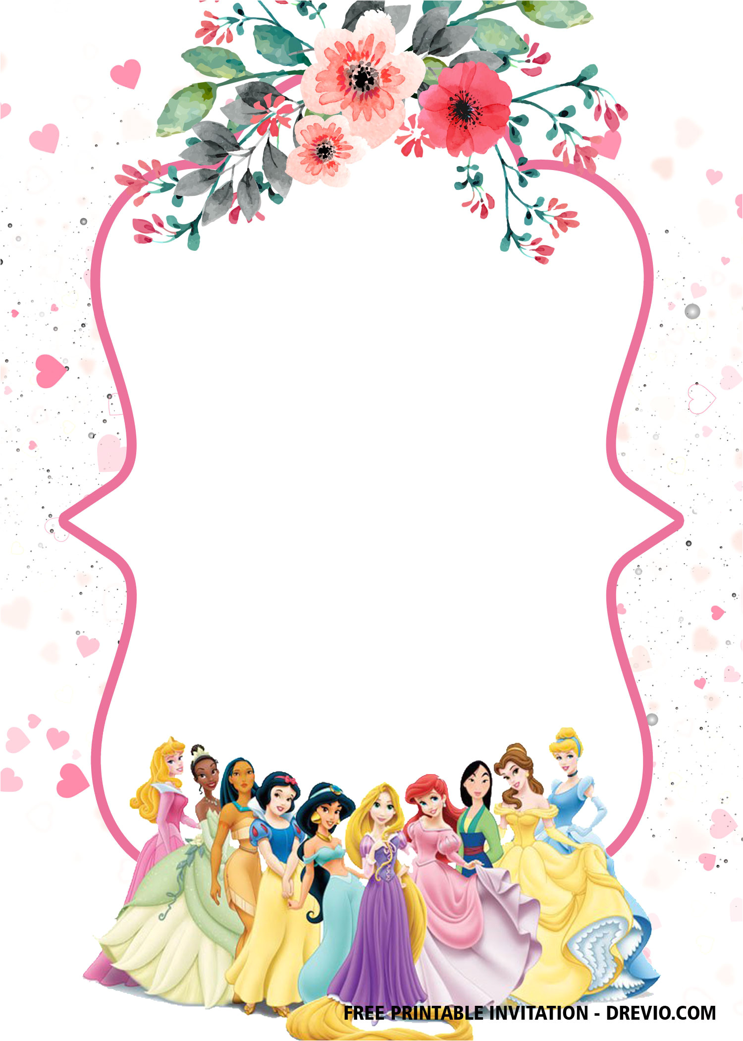 Birthday Invitation Template Disney Free Printable Disney Princesses Invitation Templates