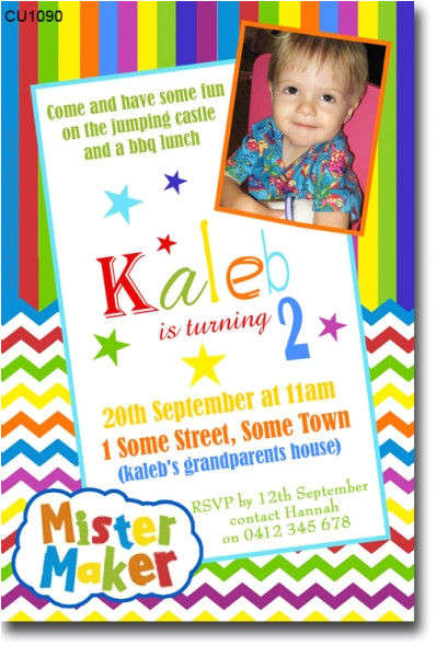 Birthday Invitation Template Maker Cu1090 Mister Maker Birthday Invitation Boys themed