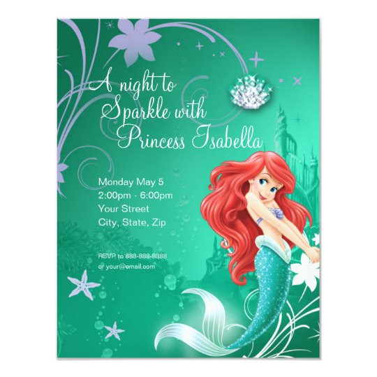 Birthday Invitation Template Mermaid Ariel the Little Mermaid Birthday Invitation Zazzle Com