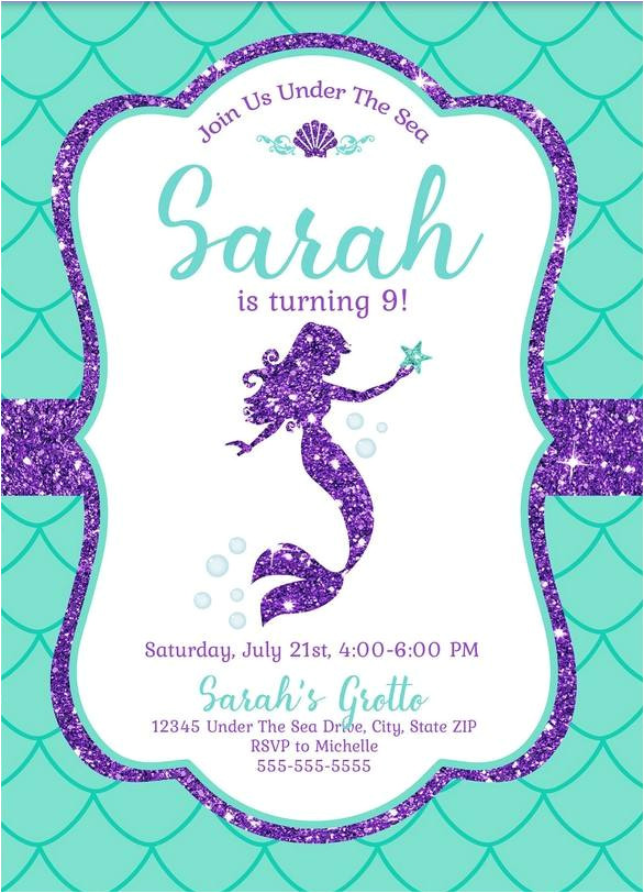 Birthday Invitation Template Mermaid Free Mermaid Invitation Template for Your Kids 39 Parties