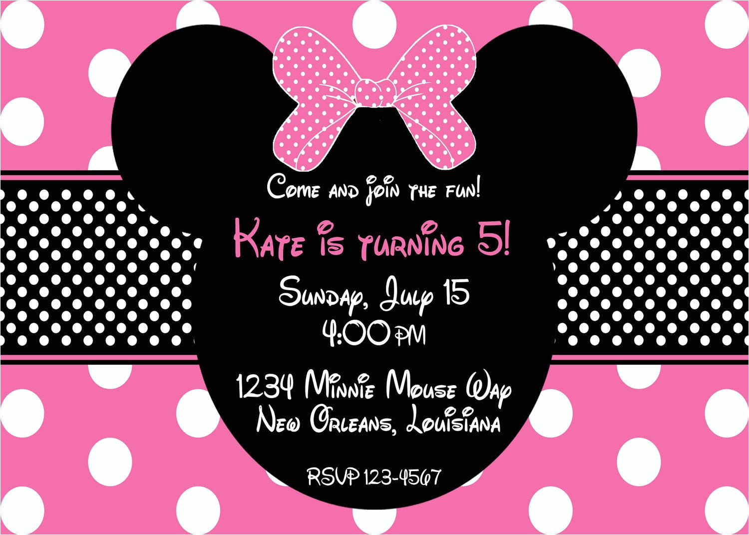 Birthday Invitation Template Minnie Mouse Etsy Your Place to Buy and Sell All Things Handmade