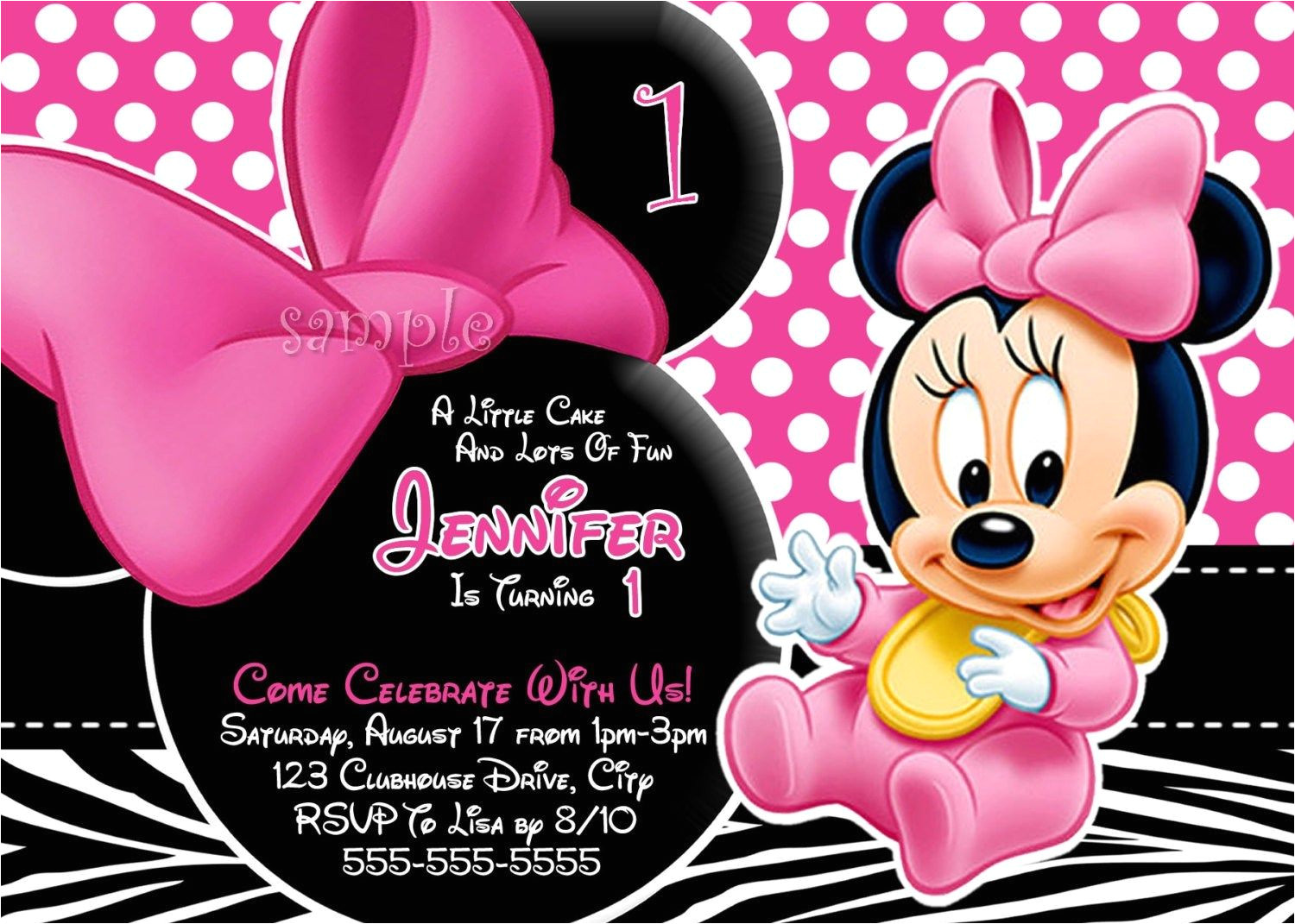 Birthday Invitation Template Minnie Mouse Free Minnie Mouse Invitation Template Minnie Mouse First